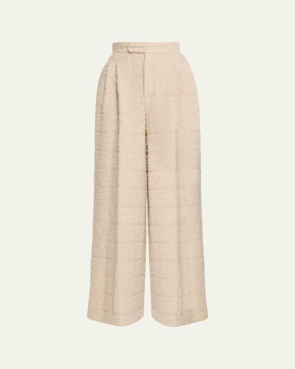 Horst Pleated Boucle Wide-Leg Trousers